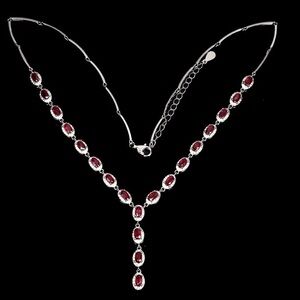 10ct RUBY Sapphire Tennis Necklace 14k white Gold on Silver 925
